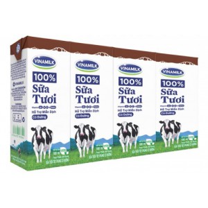 4 Hộp Sữa tươi tiệt trùng Vinamilk 100% hương socola 180ml