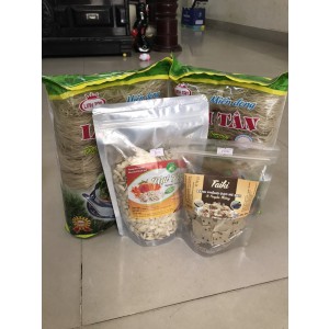 Com bo Miến , hạt bí, bánh phồng gạo mè