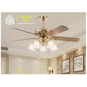 Quạt Trần Đèn Lan Chuông 5 Cánh Gỗ 52ZSM-516